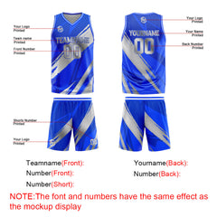 Benutzerdefinierter Blau Grau Basketball Jersey Uniform Anzug gedruckt Ihr Logo Name Nummer
