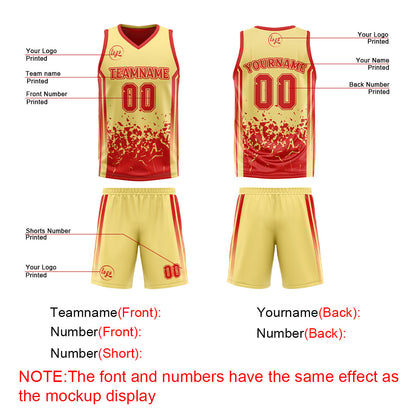 Benutzerdefinierte Rot Gelb Reversible Basketball Jersey Personalisierte Drucken Name Nummer Logo