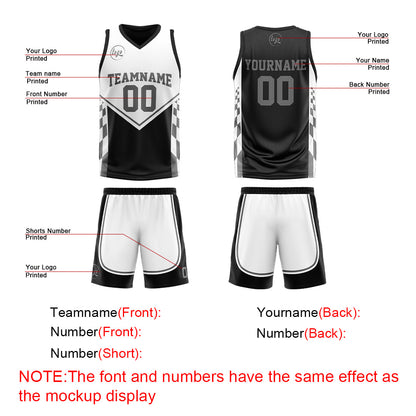 Benutzerdefinierte Schwarz Grau Reversible Basketball Jersey Personalisierte Print Name Nummer Logo