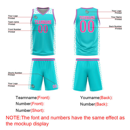 Benutzerdefinierter Cyan Rosa Basketball Jersey Uniform Anzug gedruckt Ihr Logo Name Nummer