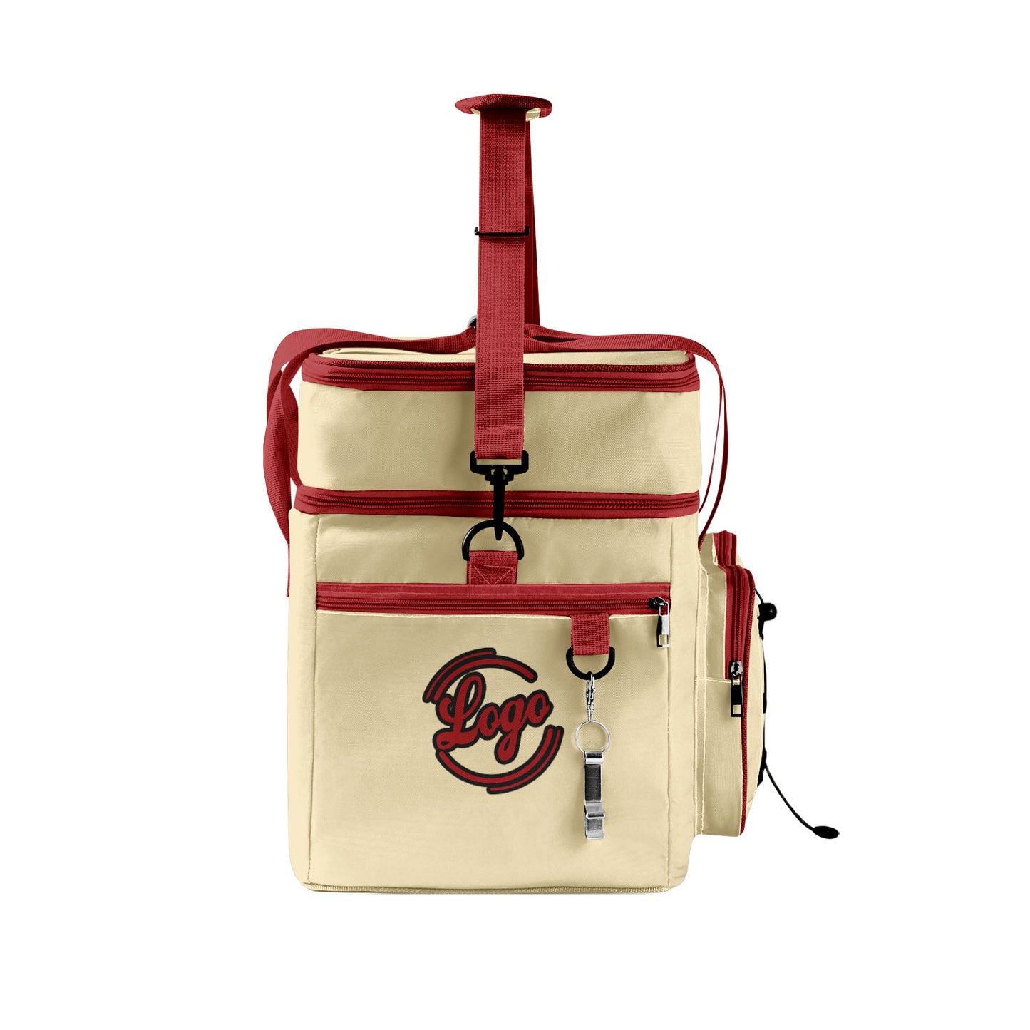 Maßgeschickerte Cremarot vollflächig bedruckte isolierte Kühltasche mit Doppelwand Wasserdichte 600D Oxford Picknick-Tragetasche für Teamevents & Outdoor-Grillen