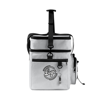 Maßgeschickerte Grau Schwarz vollflächig bedruckte isolierte Kühltasche mit Doppelwand Wasserdichte 600D Oxford Picknick-Tragetasche für Teamevents & Outdoor-Grillen