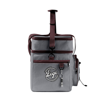Maßgeschickerte Grau Braun vollflächig bedruckte isolierte Kühltasche mit Doppelwand Wasserdichte 600D Oxford Picknick-Tragetasche für Teamevents & Outdoor-Grillen