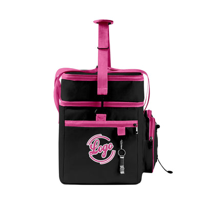 Maßgeschickerte Schwarz Rosa vollflächig bedruckte isolierte Kühltasche mit Doppelwand Wasserdichte 600D Oxford Picknick-Tragetasche für Teamevents & Outdoor-Grillen