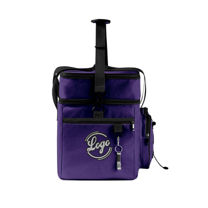 Maßgeschickerte Lila Schwarz vollflächig bedruckte isolierte Kühltasche mit Doppelwand Wasserdichte 600D Oxford Picknick-Tragetasche für Teamevents & Outdoor-Grillen