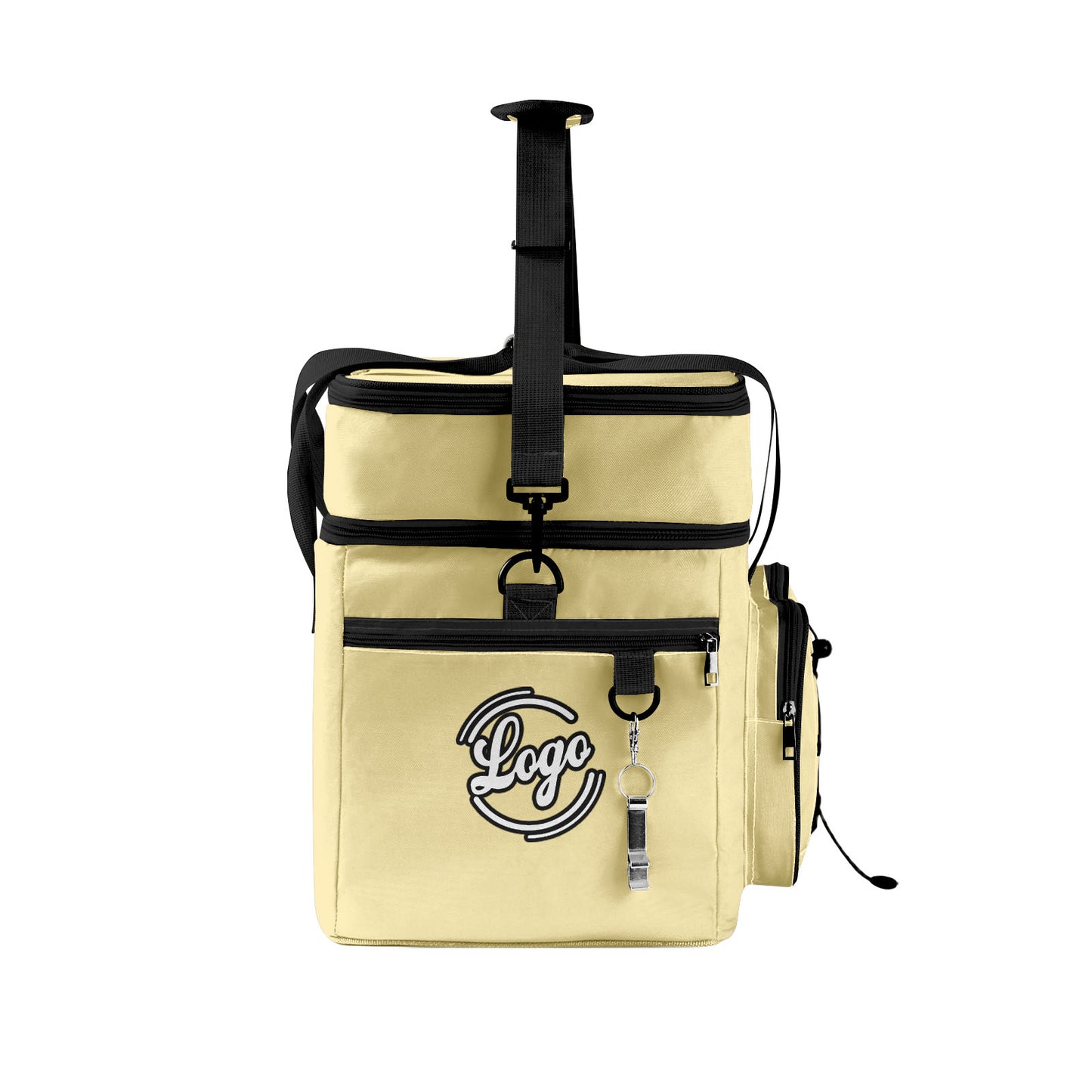 Maßgeschickerte Gelb Schwarz vollflächig bedruckte isolierte Kühltasche mit Doppelwand Wasserdichte 600D Oxford Picknick-Tragetasche für Teamevents & Outdoor-Grillen