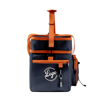 Maßgeschickerte Blau Orange vollflächig bedruckte isolierte Kühltasche mit Doppelwand Wasserdichte 600D Oxford Picknick-Tragetasche für Teamevents & Outdoor-Grillen