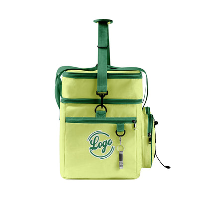 Maßgeschickerte Grün Weiß vollflächig bedruckte isolierte Kühltasche mit Doppelwand Wasserdichte 600D Oxford Picknick-Tragetasche für Teamevents & Outdoor-Grillen