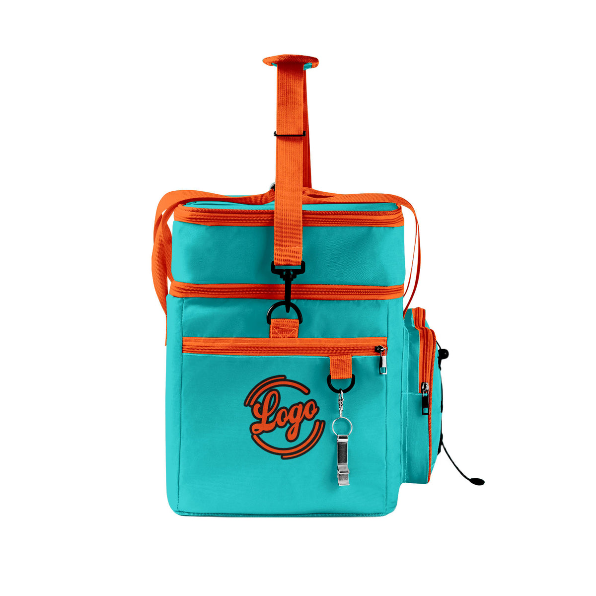 Maßgeschickerte Cyan Orange vollflächig bedruckte isolierte Kühltasche mit Doppelwand Wasserdichte 600D Oxford Picknick-Tragetasche für Teamevents & Outdoor-Grillen