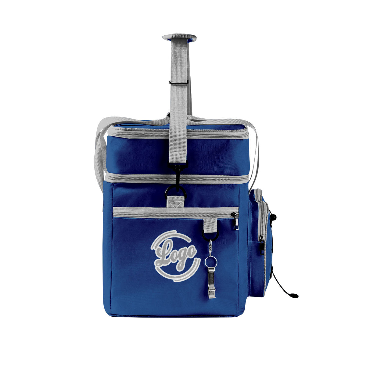 Maßgeschickerte Blau Grau vollflächig bedruckte isolierte Kühltasche mit Doppelwand Wasserdichte 600D Oxford Picknick-Tragetasche für Teamevents & Outdoor-Grillen