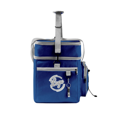 Maßgeschickerte Blau Grau vollflächig bedruckte isolierte Kühltasche mit Doppelwand Wasserdichte 600D Oxford Picknick-Tragetasche für Teamevents & Outdoor-Grillen
