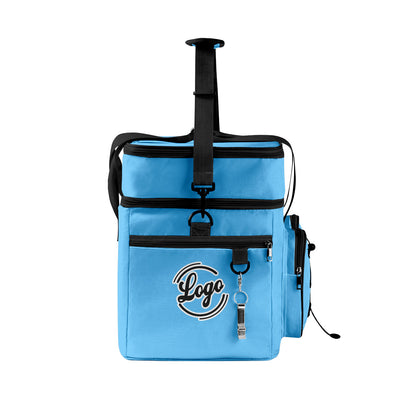 Maßgeschickerte Blau Schwarz vollflächig bedruckte isolierte Kühltasche mit Doppelwand Wasserdichte 600D Oxford Picknick-Tragetasche für Teamevents & Outdoor-Grillen
