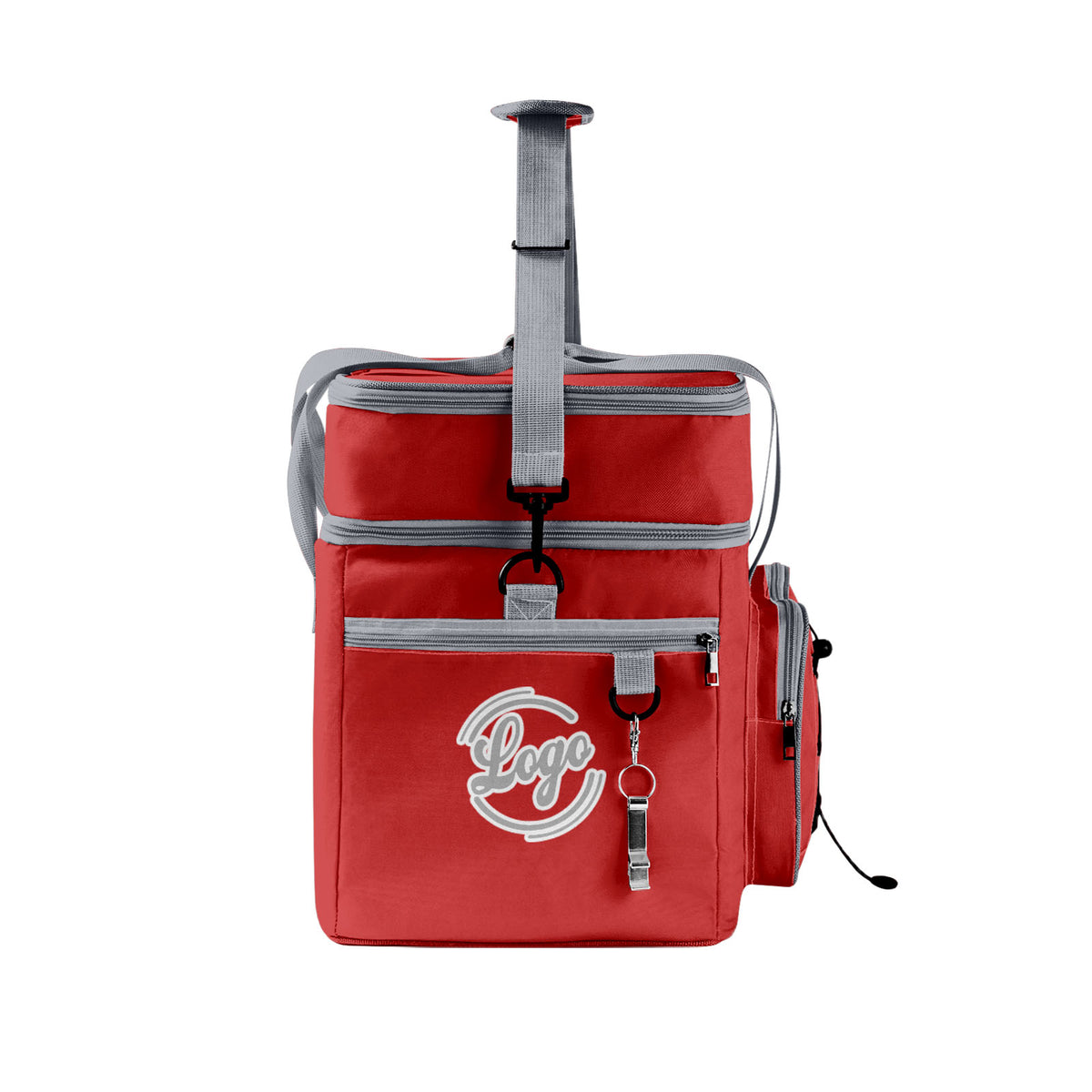 Maßgeschickerte Rot Grau vollflächig bedruckte isolierte Kühltasche mit Doppelwand Wasserdichte 600D Oxford Picknick-Tragetasche für Teamevents & Outdoor-Grillen
