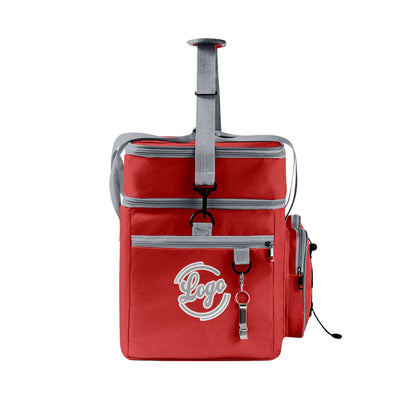 Maßgeschickerte Rot Grau vollflächig bedruckte isolierte Kühltasche mit Doppelwand Wasserdichte 600D Oxford Picknick-Tragetasche für Teamevents & Outdoor-Grillen