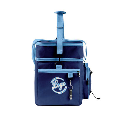 Maßgeschickerte Blau Weiß vollflächig bedruckte isolierte Kühltasche mit Doppelwand Wasserdichte 600D Oxford Picknick-Tragetasche für Teamevents & Outdoor-Grillen