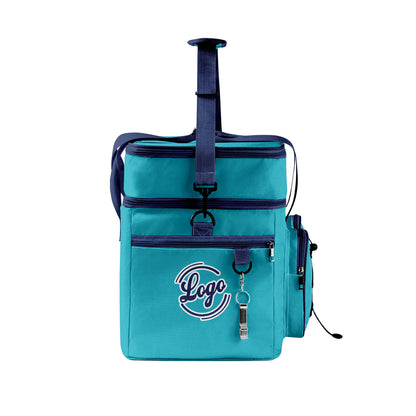 Maßgeschickerte Cyan Blau vollflächig bedruckte isolierte Kühltasche mit Doppelwand Wasserdichte 600D Oxford Picknick-Tragetasche für Teamevents & Outdoor-Grillen