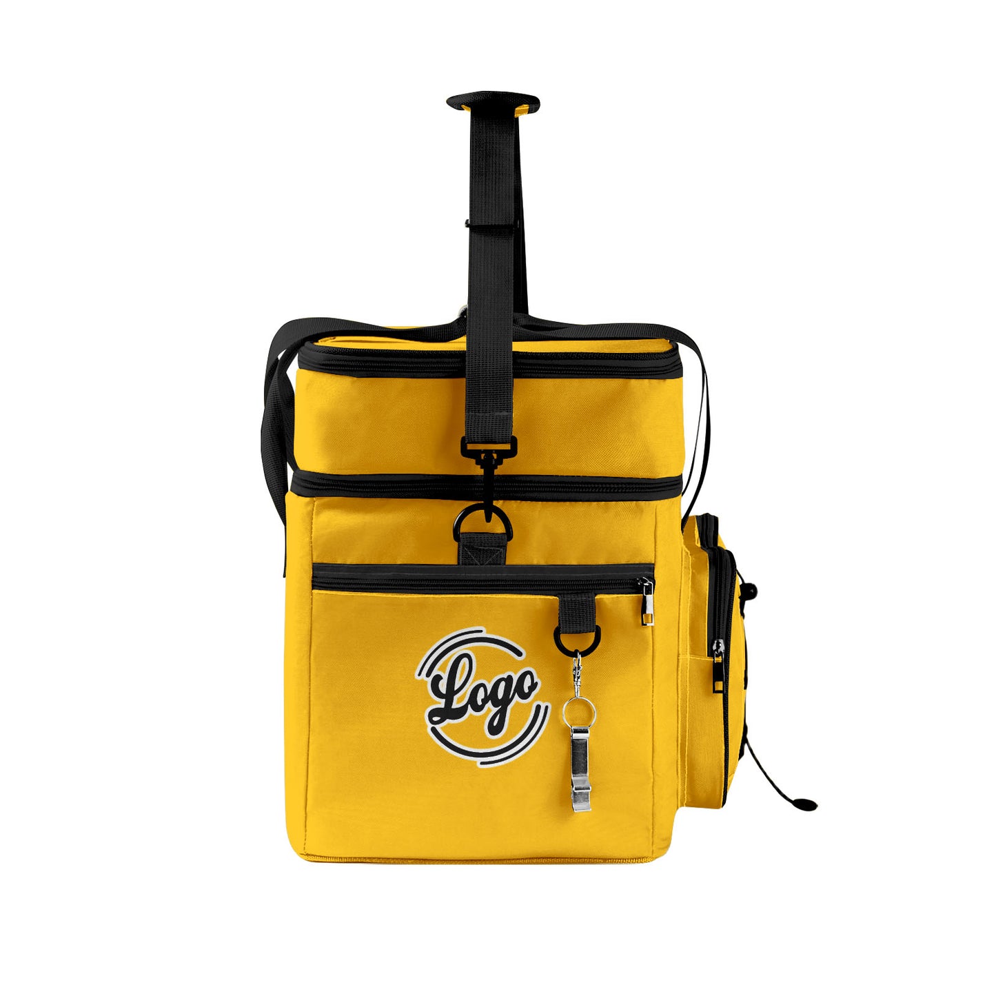 Maßgeschickerte Gelb Schwarz vollflächig bedruckte isolierte Kühltasche mit Doppelwand Wasserdichte 600D Oxford Picknick-Tragetasche für Teamevents & Outdoor-Grillen