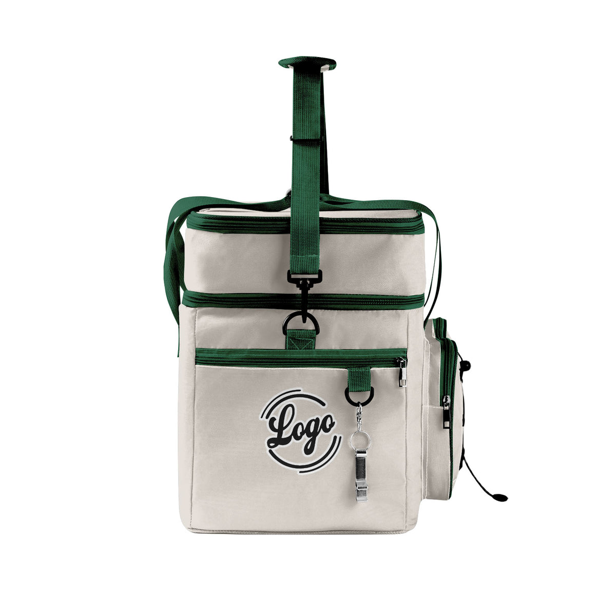 Maßgeschickerte Grau Grün vollflächig bedruckte isolierte Kühltasche mit Doppelwand Wasserdichte 600D Oxford Picknick-Tragetasche für Teamevents & Outdoor-Grillen