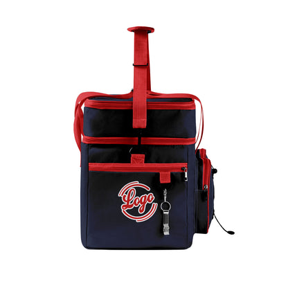 Maßgeschickerte Blau Rot vollflächig bedruckte isolierte Kühltasche mit Doppelwand Wasserdichte 600D Oxford Picknick-Tragetasche für Teamevents & Outdoor-Grillen