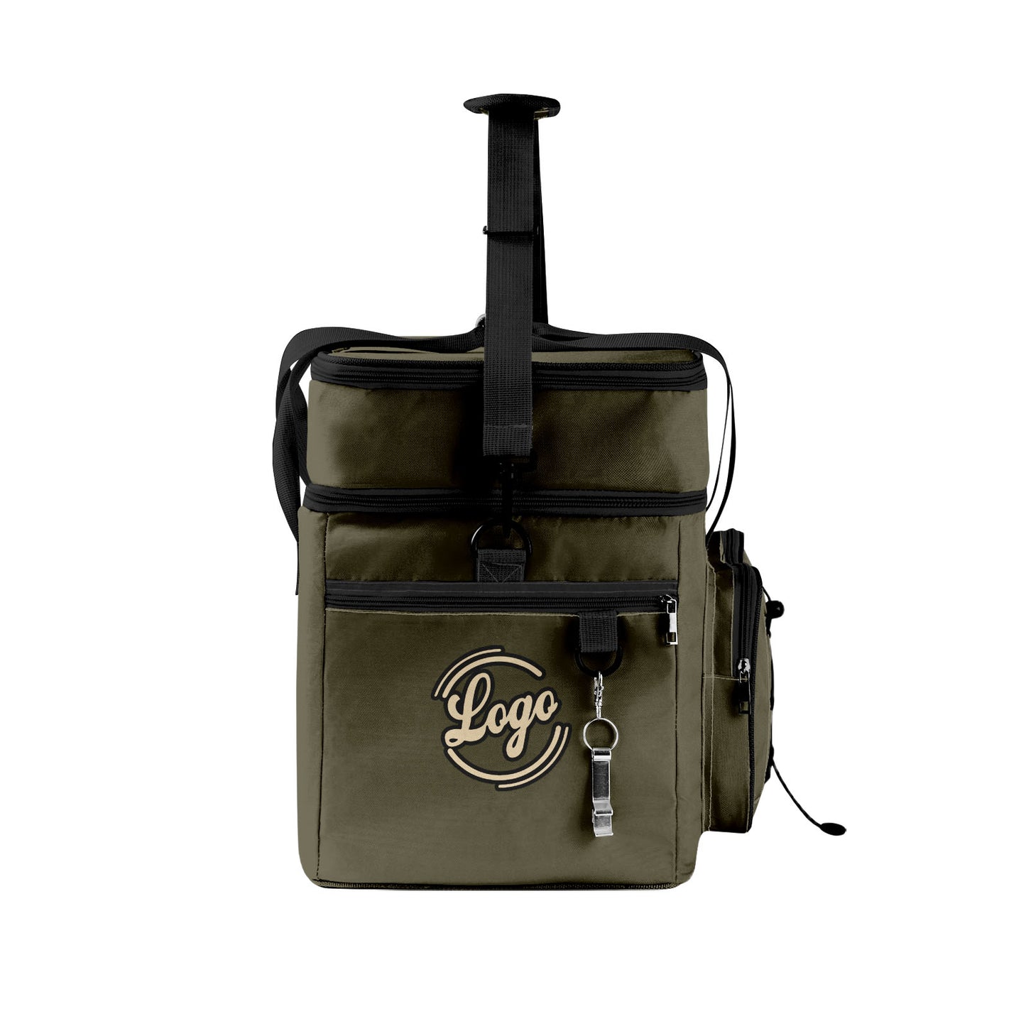 Maßgeschickerte Armeegrün Schwarz vollflächig bedruckte isolierte Kühltasche mit Doppelwand Wasserdichte 600D Oxford Picknick-Tragetasche für Teamevents & Outdoor-Grillen