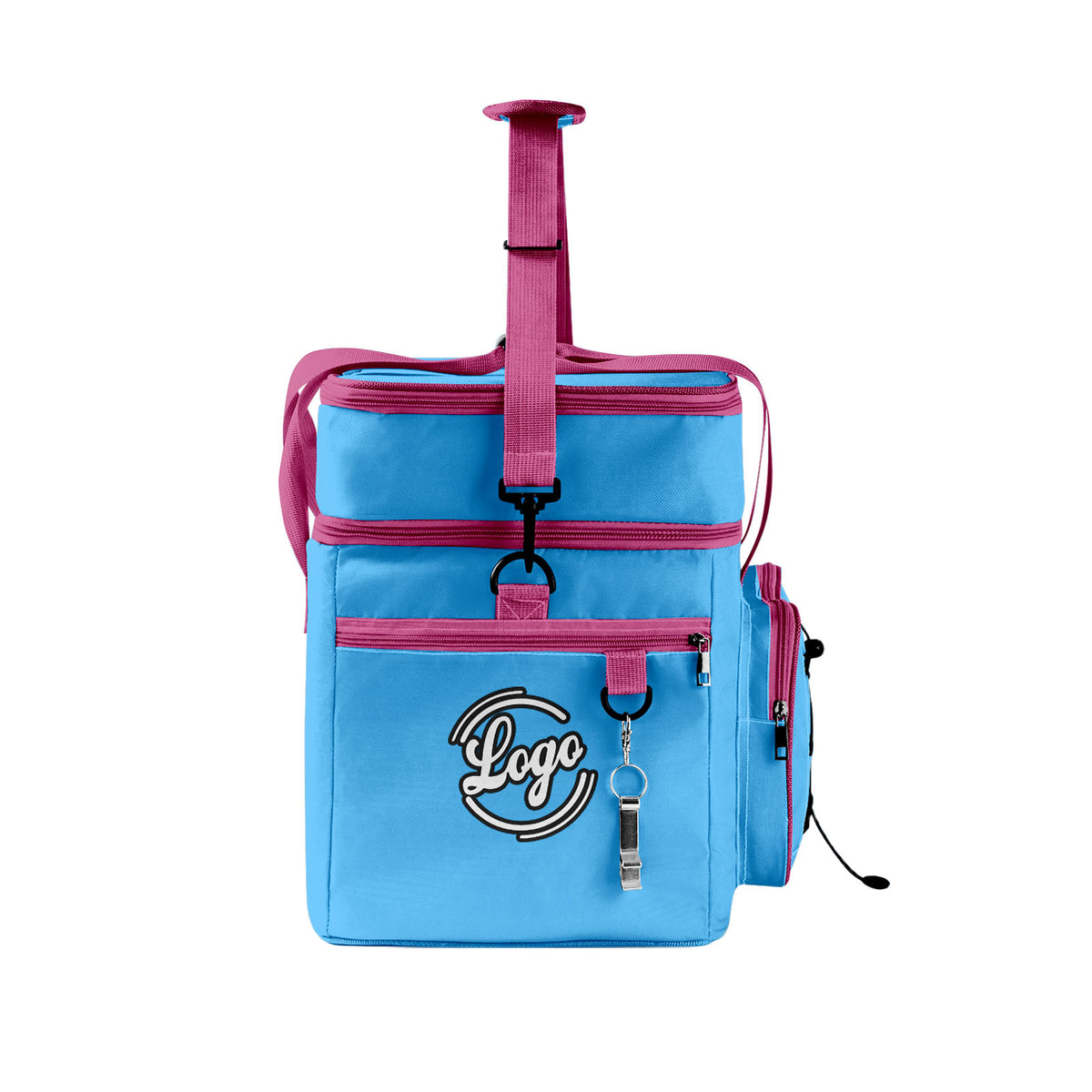 Maßgeschickerte Blau Rosa vollflächig bedruckte isolierte Kühltasche mit Doppelwand Wasserdichte 600D Oxford Picknick-Tragetasche für Teamevents & Outdoor-Grillen