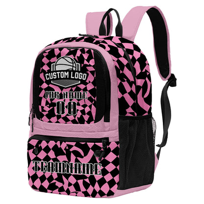 Personalisierter Basketball - und Fußballrucksack in Pink und Schwarz mit Spielernamen & Nummern und Teamlogo #BP-0919-0027