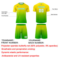 Benutzerdefinierte Gelb Grün Trikots für Männer Frauen Personalisierte Fußball Uniformen für Erwachsene und Kind