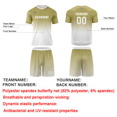 Benutzerdefinierte Khaki Weiß Trikots für Männer Frauen Personalisierte Fußball Uniformen für Erwachsene und Kind