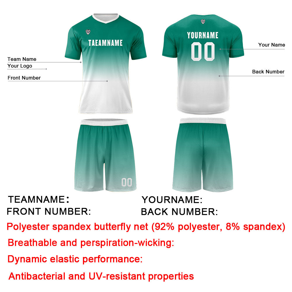 Benutzerdefinierte Dunkelgrün Weiß Trikots für Männer Frauen Personalisierte Fußball Uniformen für Erwachsene und Kind