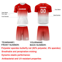 Benutzerdefinierte Rot Weiß Trikots für Männer Frauen Personalisierte Fußball Uniformen für Erwachsene und Kind