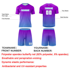 Benutzerdefinierte Lila Blau Trikots für Männer Frauen Personalisierte Fußball Uniformen für Erwachsene und Kind