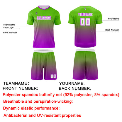 Benutzerdefinierte Grün Lila Trikots für Männer Frauen Personalisierte Fußball Uniformen für Erwachsene und Kind