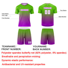 Benutzerdefinierte Grün Lila Trikots für Männer Frauen Personalisierte Fußball Uniformen für Erwachsene und Kind