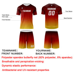 Benutzerdefinierte Rot Orange Gelb Trikots für Männer Frauen Personalisierte Fußball Uniformen für Erwachsene und Kind