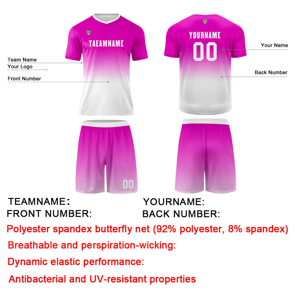 Benutzerdefinierte Rose Rot Weiß Trikots für Männer Frauen Personalisierte Fußball Uniformen für Erwachsene und Kind