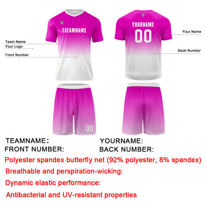 Benutzerdefinierte Rose Rot Weiß Trikots für Männer Frauen Personalisierte Fußball Uniformen für Erwachsene und Kind