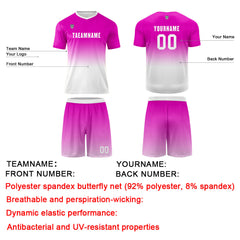 Benutzerdefinierte Rose Rot Weiß Trikots für Männer Frauen Personalisierte Fußball Uniformen für Erwachsene und Kind