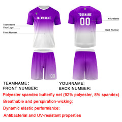 Benutzerdefinierte Lila Weiß Trikots für Männer Frauen Personalisierte Fußball Uniformen für Erwachsene und Kind