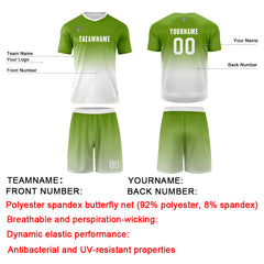 Benutzerdefinierte Olivengrün Weiß Trikots für Männer Frauen Personalisierte Fußball Uniformen für Erwachsene und Kind