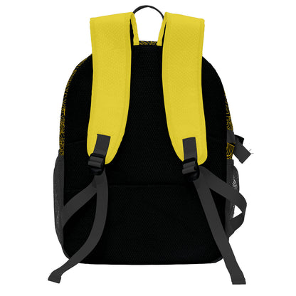 Personalisierter gelb - schwarzer Basketball - Fußballrucksack mit Spielernamen & Nummern und Teamlogo #BP-0919-0040