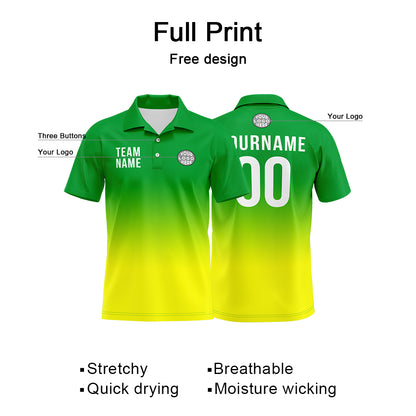 Benutzerdefinierte Grün Gelb Fußball Polo-Shirts Fügen Sie Ihr Einzigartiges hinzu Logo/Name/Nummer