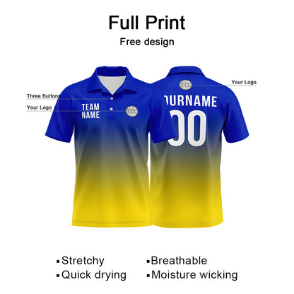 Benutzerdefinierte Königliche Gelb Fußball Polo-Shirts Fügen Sie Ihr Einzigartiges hinzu Logo/Name/Nummer