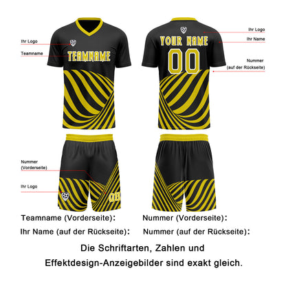 Benutzerdefinierte Schwarz Gelb Trikots für Männer Frauen Personalisierte Fußball Uniformen für Erwachsene und Kind