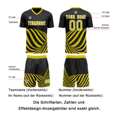 Benutzerdefinierte Schwarz Gelb Trikots für Männer Frauen Personalisierte Fußball Uniformen für Erwachsene und Kind