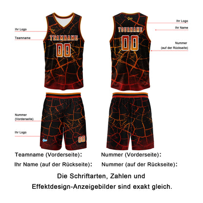 Benutzerdefinierter Orange Rot Basketball Jersey Uniform Anzug gedruckt Ihr Logo Name Nummer
