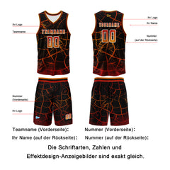 Benutzerdefinierter Orange Rot Basketball Jersey Uniform Anzug gedruckt Ihr Logo Name Nummer