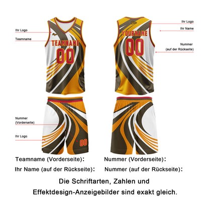 Benutzerdefinierter Gelb Orange Basketball Jersey Uniform Anzug gedruckt Ihr Logo Name Nummer