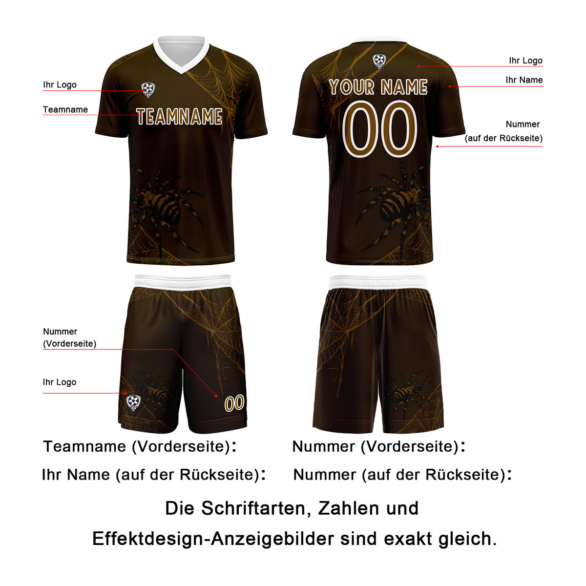 Benutzerdefinierte Dunkel Braun Trikots für Männer Frauen Personalisierte Fußball Uniformen für Erwachsene und Kind