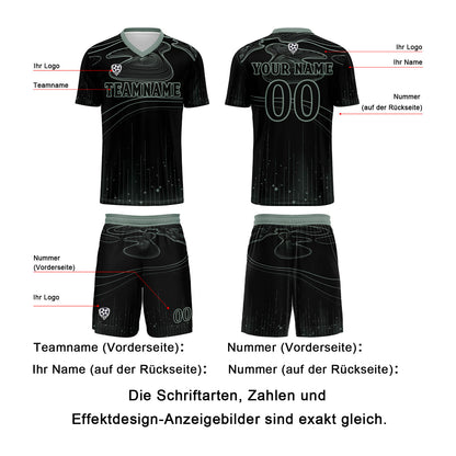 Benutzerdefinierte Schwarz Hellgrün Trikots für Männer Frauen Personalisierte Fußball Uniformen für Erwachsene und Kind