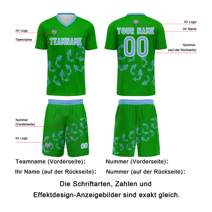 Benutzerdefinierte Grasgrün Trikots für Männer Frauen Personalisierte Fußball Uniformen für Erwachsene und Kind